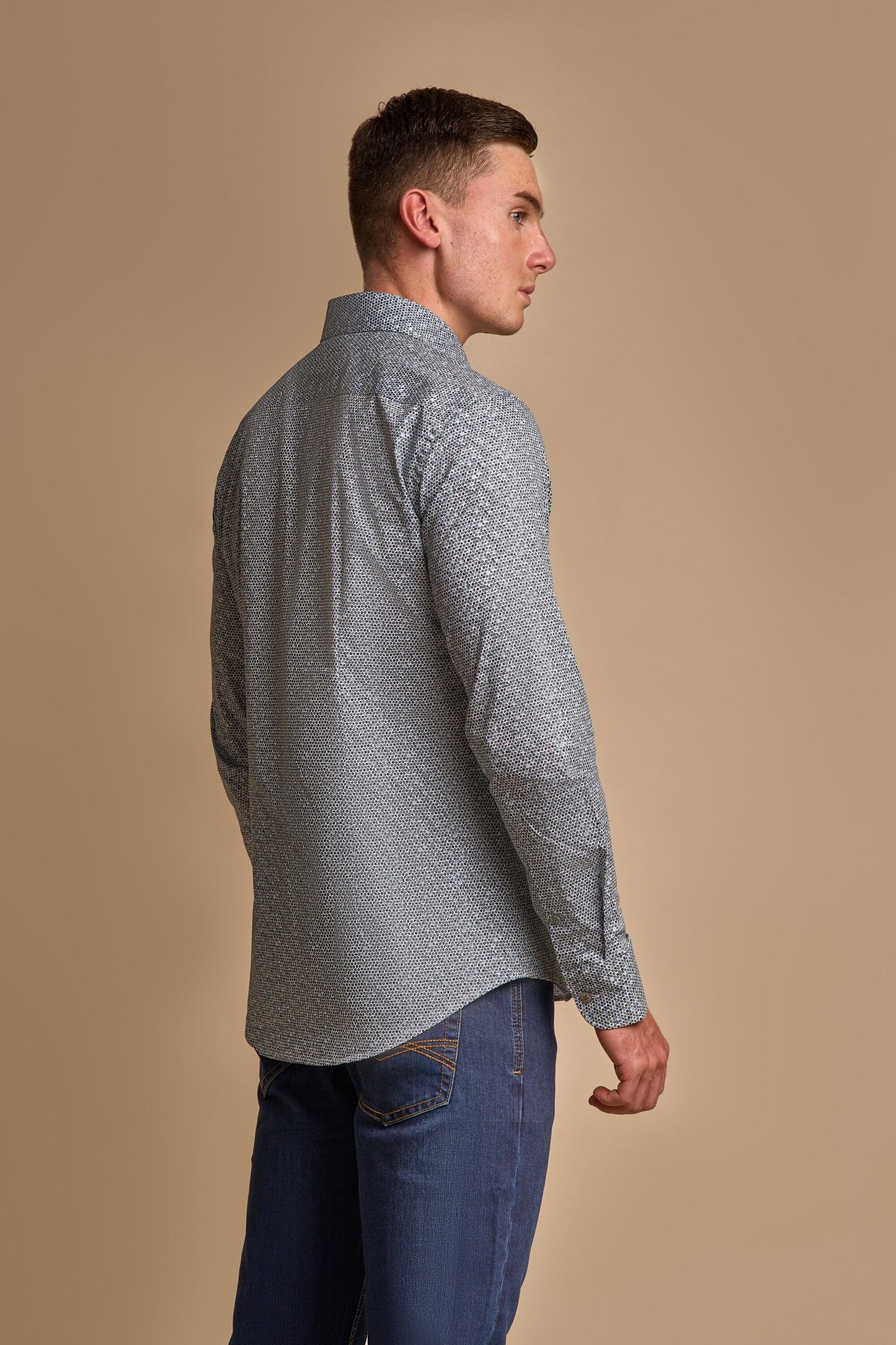 Aiden Circle Print Cotton Shirt - Shirts - - THREADPEPPER