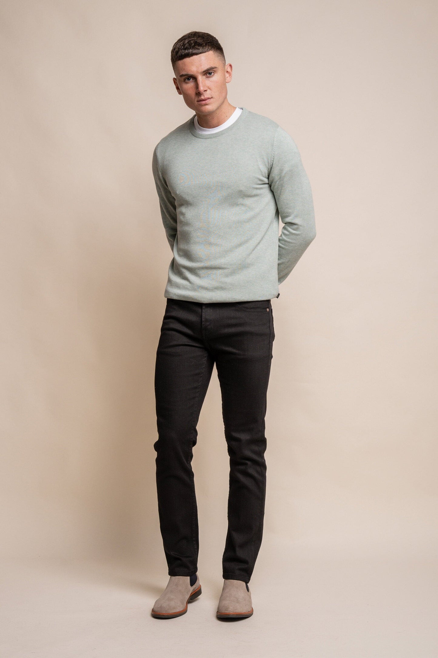 Almond Green Crewneck Jumper - Jumpers - - THREADPEPPER