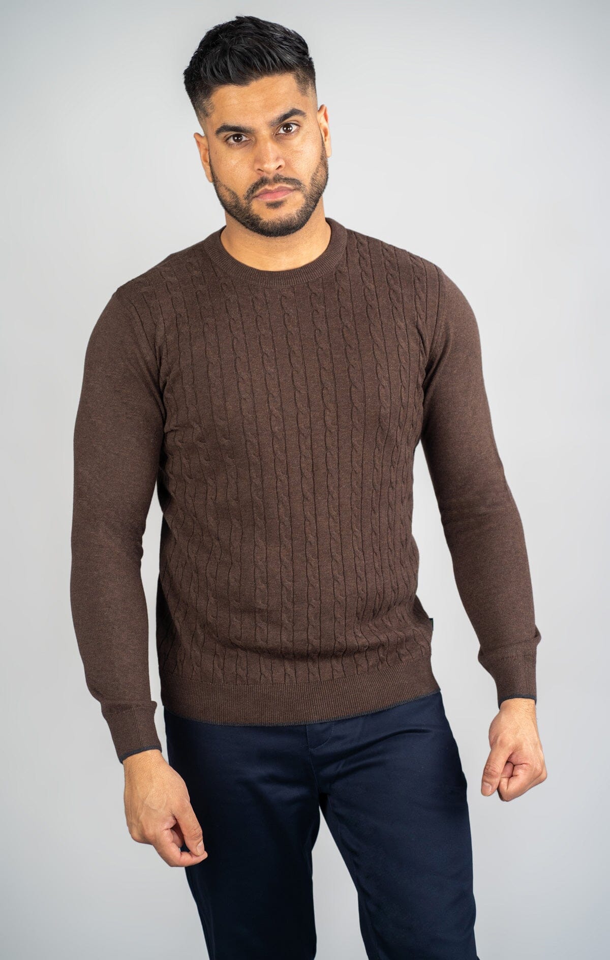 Anders Brown Crewneck Jumper - Jumpers - - THREADPEPPER