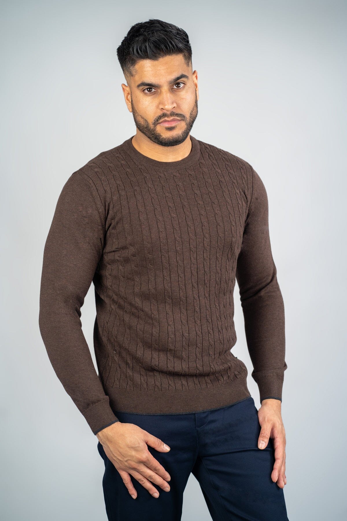Anders Brown Crewneck Jumper - Jumpers - - THREADPEPPER