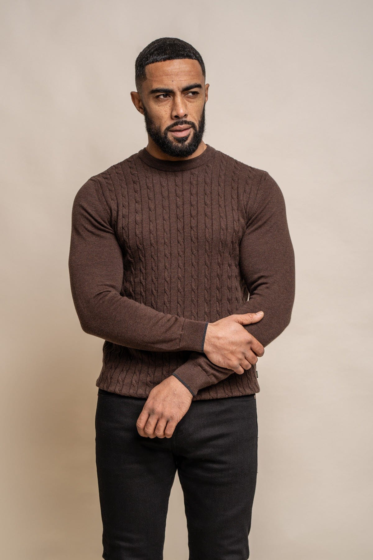 Anders Brown Crewneck Jumper - Jumpers - S - THREADPEPPER