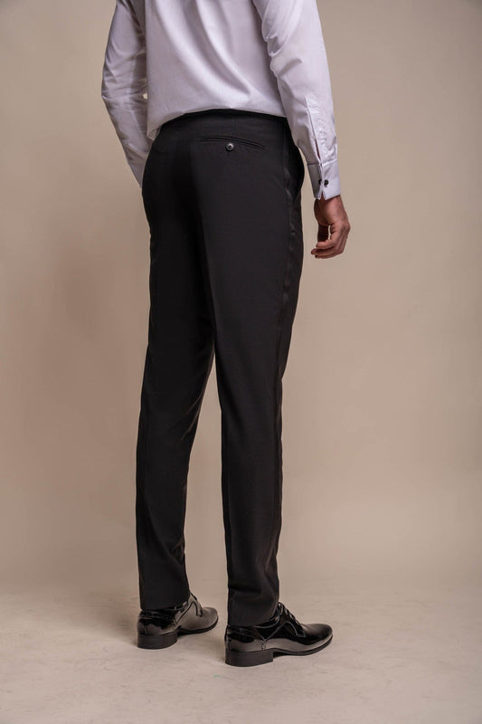 Aspen Black Tuxedo Trousers - Trousers -
