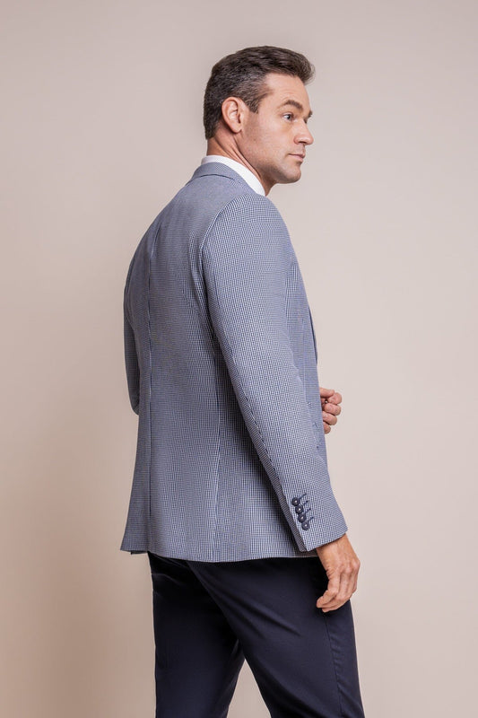Baresi Blue Houndstooth Blazer - Blazers & Jackets -