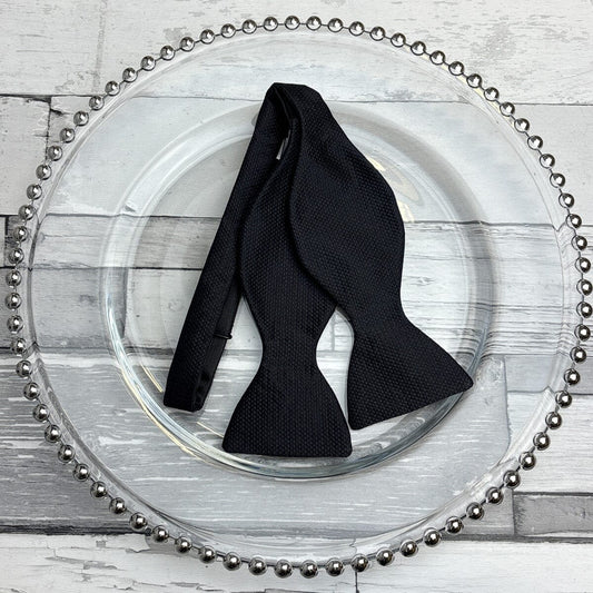 Black Barathea Bow Tie - Wedding Bow Tie -