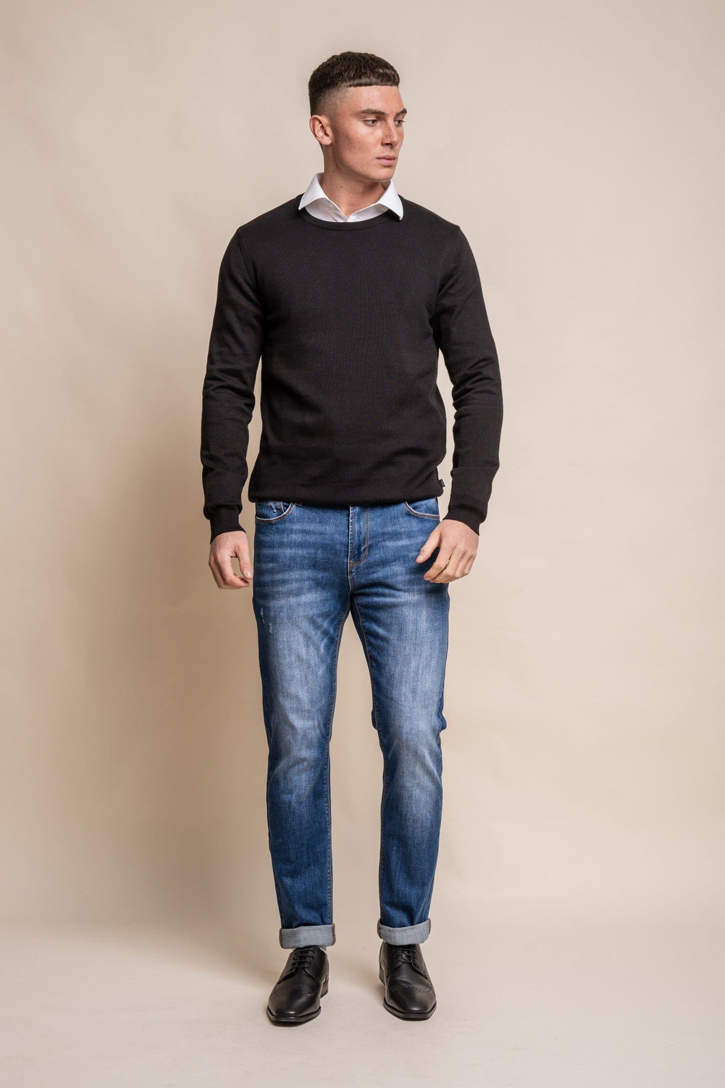 Black Crewneck Jumper - Jumpers - - THREADPEPPER