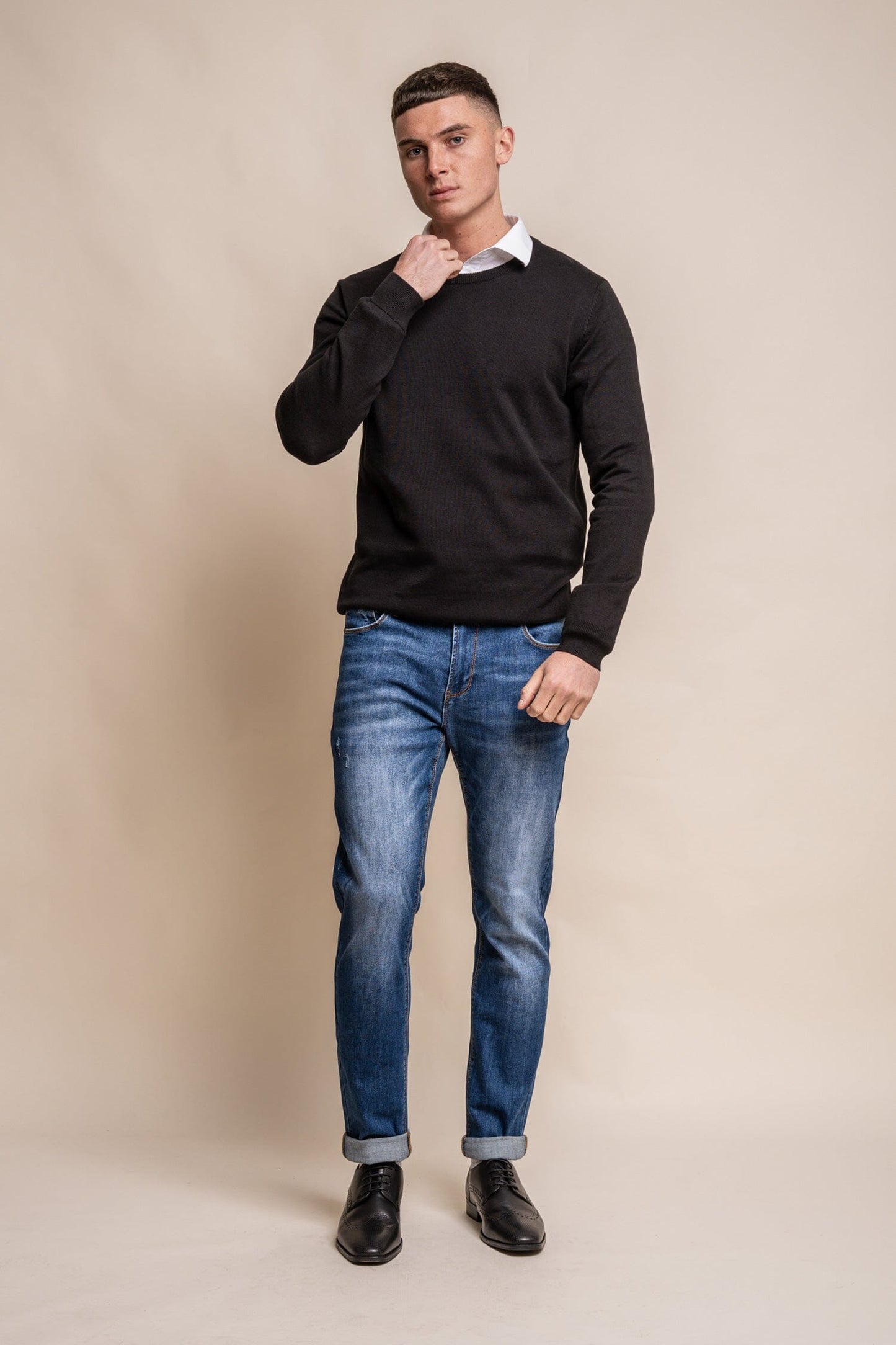 Black Crewneck Jumper - Jumpers - - THREADPEPPER