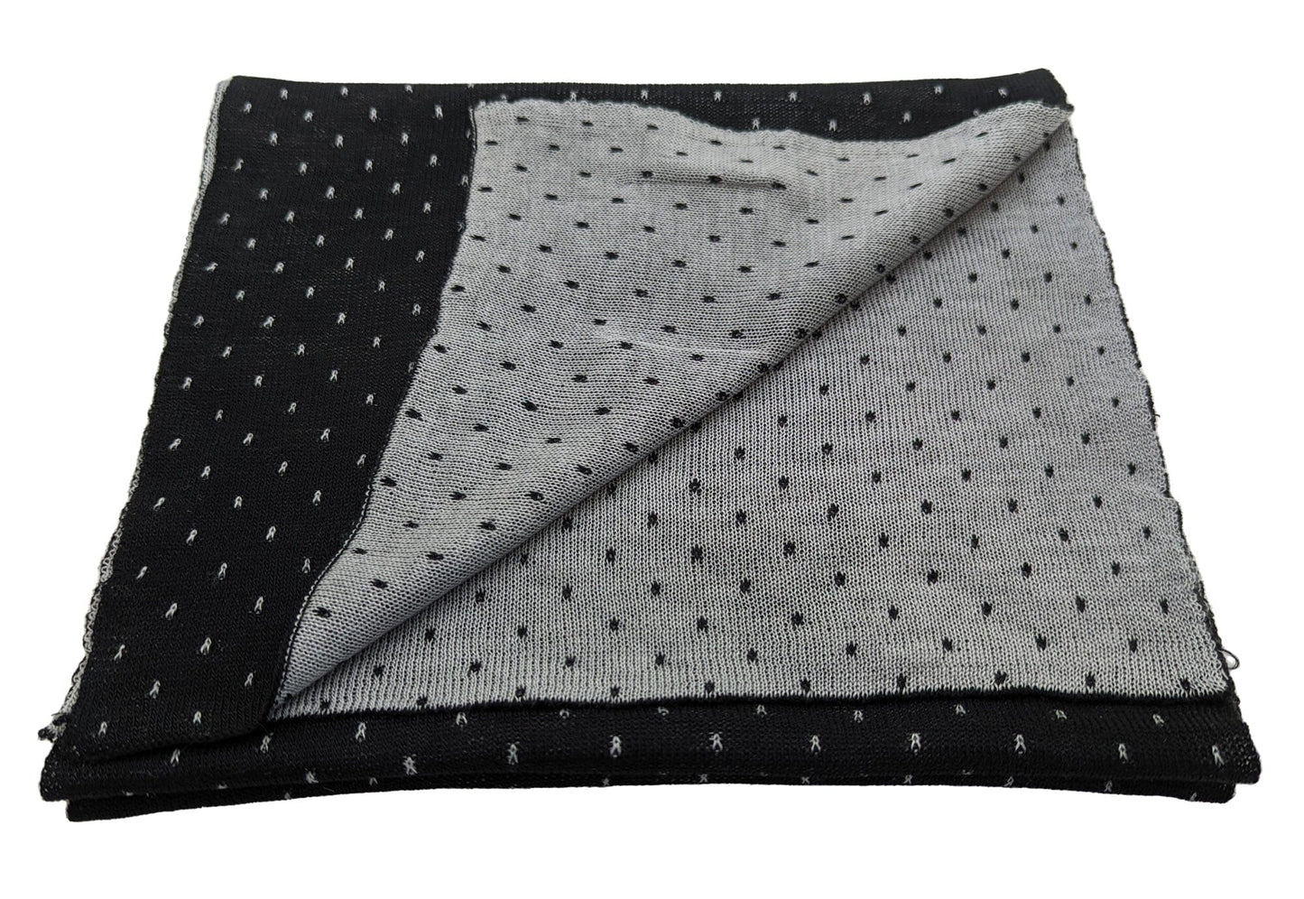 Black & Grey Reversible Spot Scarf - Scarves - - THREADPEPPER