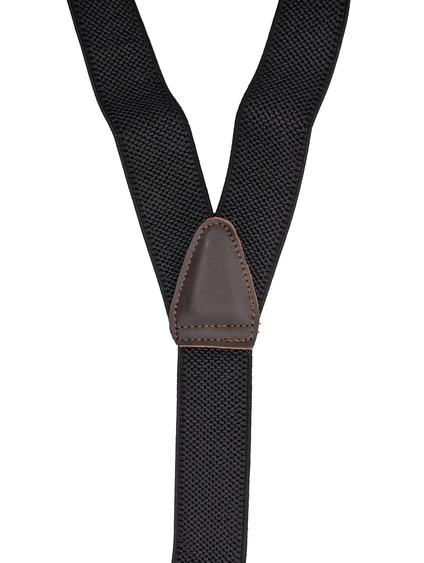 Black Leather-Ended Extra Long Braces - Braces - - THREADPEPPER
