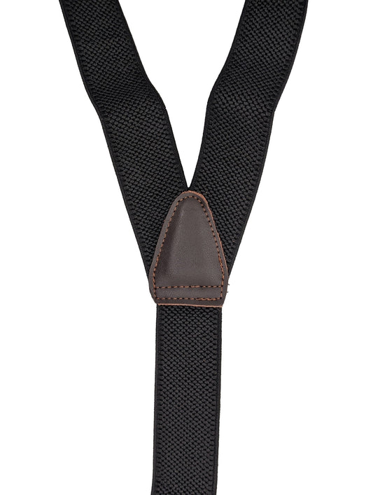 Black Leather-Ended Extra Long Braces - Braces - - THREADPEPPER