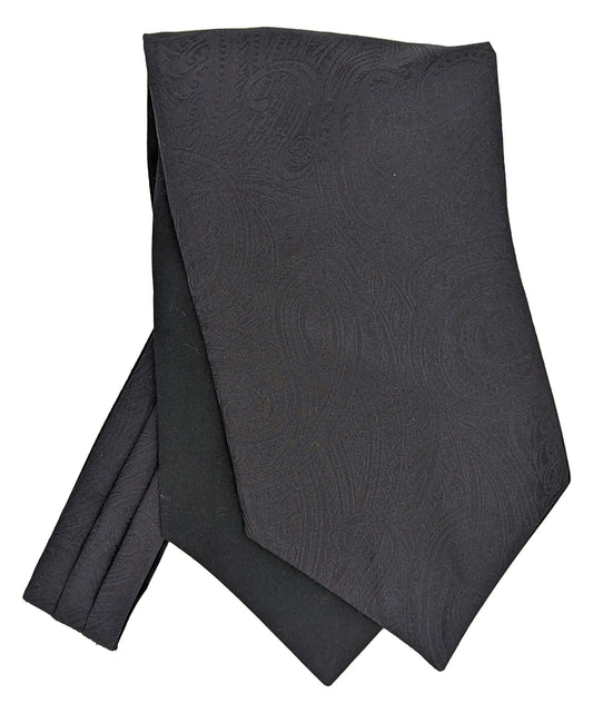Black Paisley Silk Cravat - Cravats - - THREADPEPPER