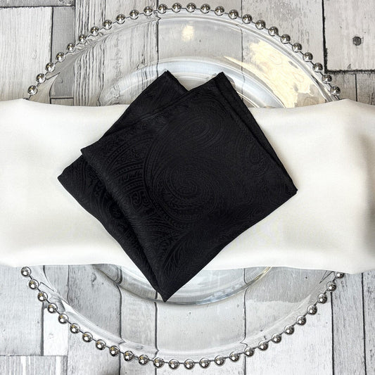 Black Paisley Silk Handkerchief - Handkerchiefs -