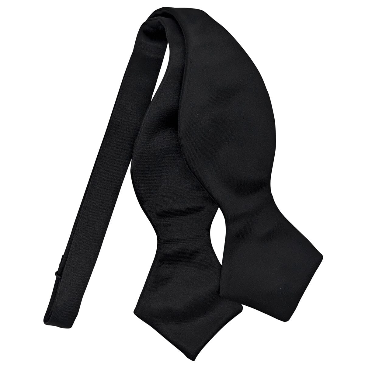 Black Satin Diamond-Point Bow Tie - Bow Ties - Self-Tie