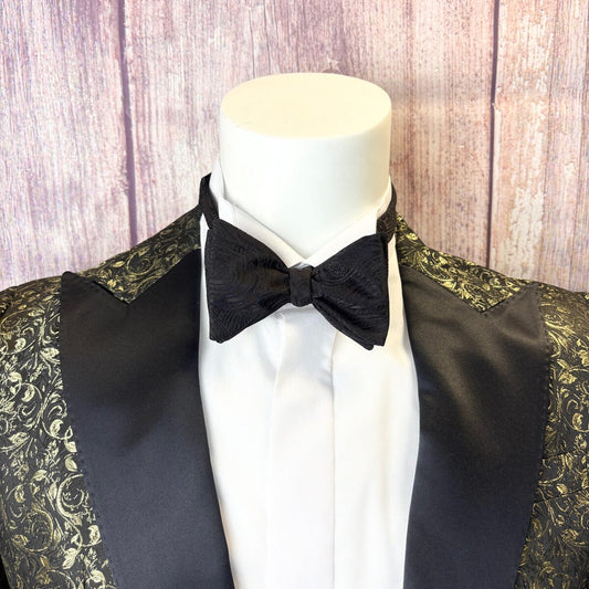Black Silk Paisley Bow Tie - Bow Ties -