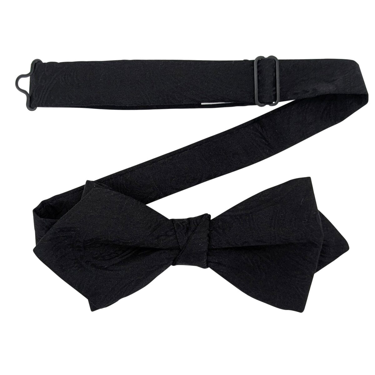 Black Silk Paisley Diamond Point Bow Tie - Bow Ties - Ready-Tied