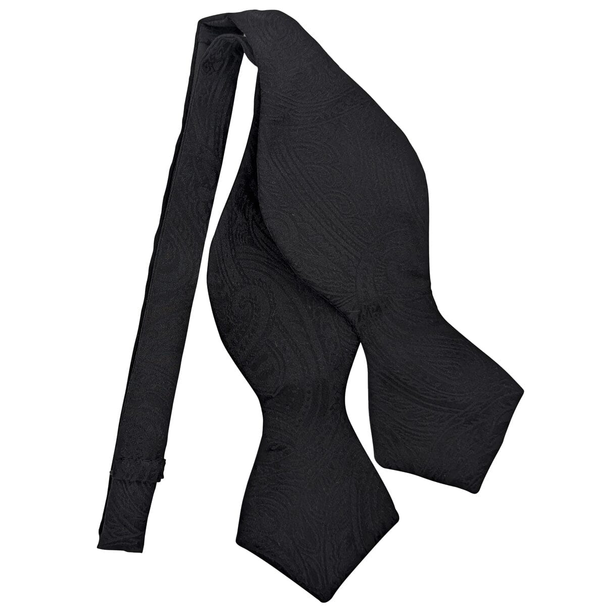 Black Silk Paisley Diamond Point Bow Tie - Bow Ties - Self-Tie