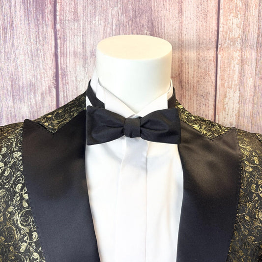 Black Silk Twill Batswing Bow Tie - Bow Ties -