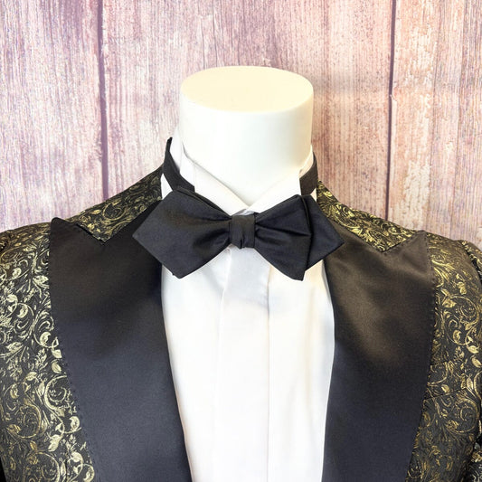 Black Silk Twill Diamond Point Bow Tie - Bow Ties -