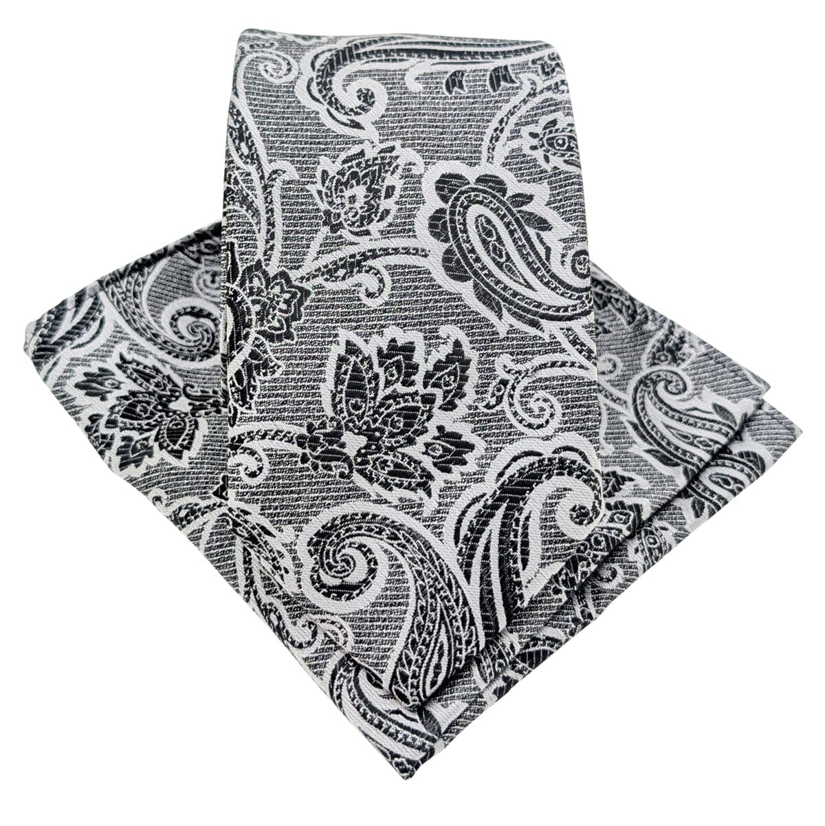 Black & White Baroque Paisley Pocket Square - Pocket Square -