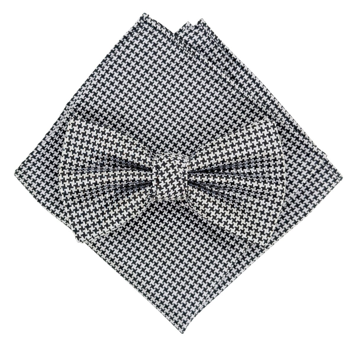 Black & White Dogtooth Pocket Square - Pocket Square -