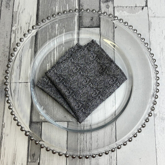 Black & White Paisley Pocket Square - Pocket Square -