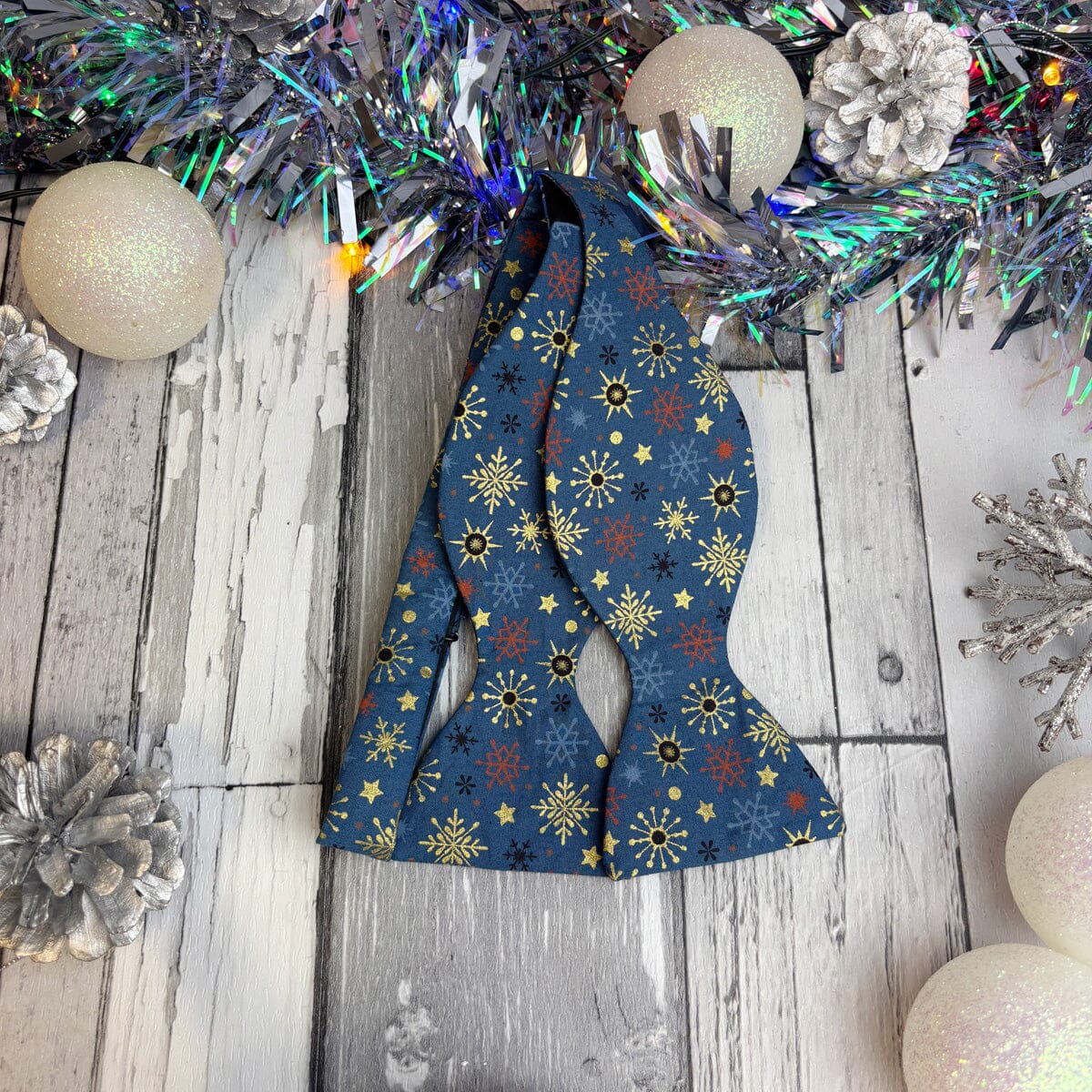 Blue Christmas Stars & Snowflakes Bow Tie - Bow Ties -