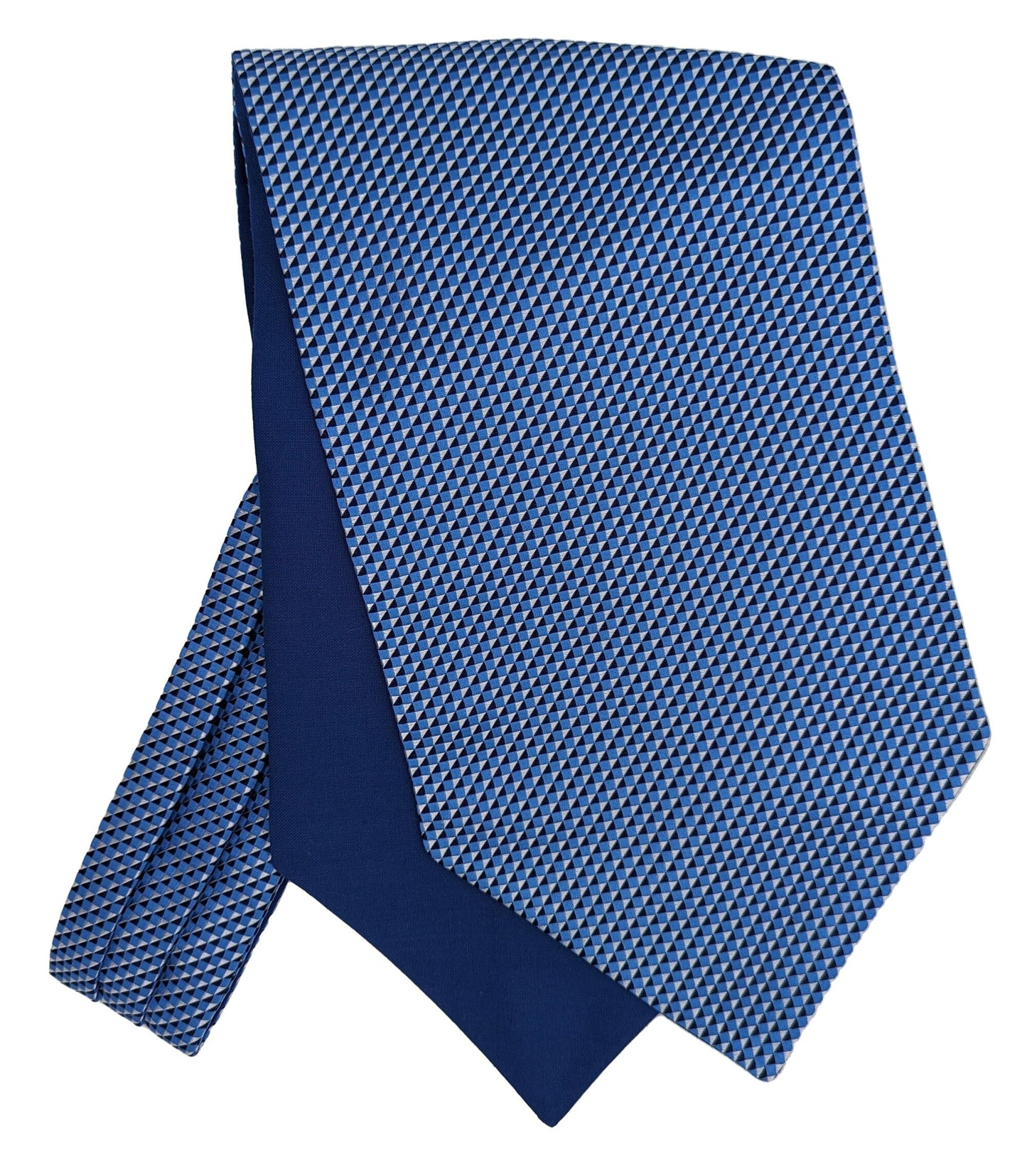 Blue Split Square Patterned Silk Cravat - Cravats -