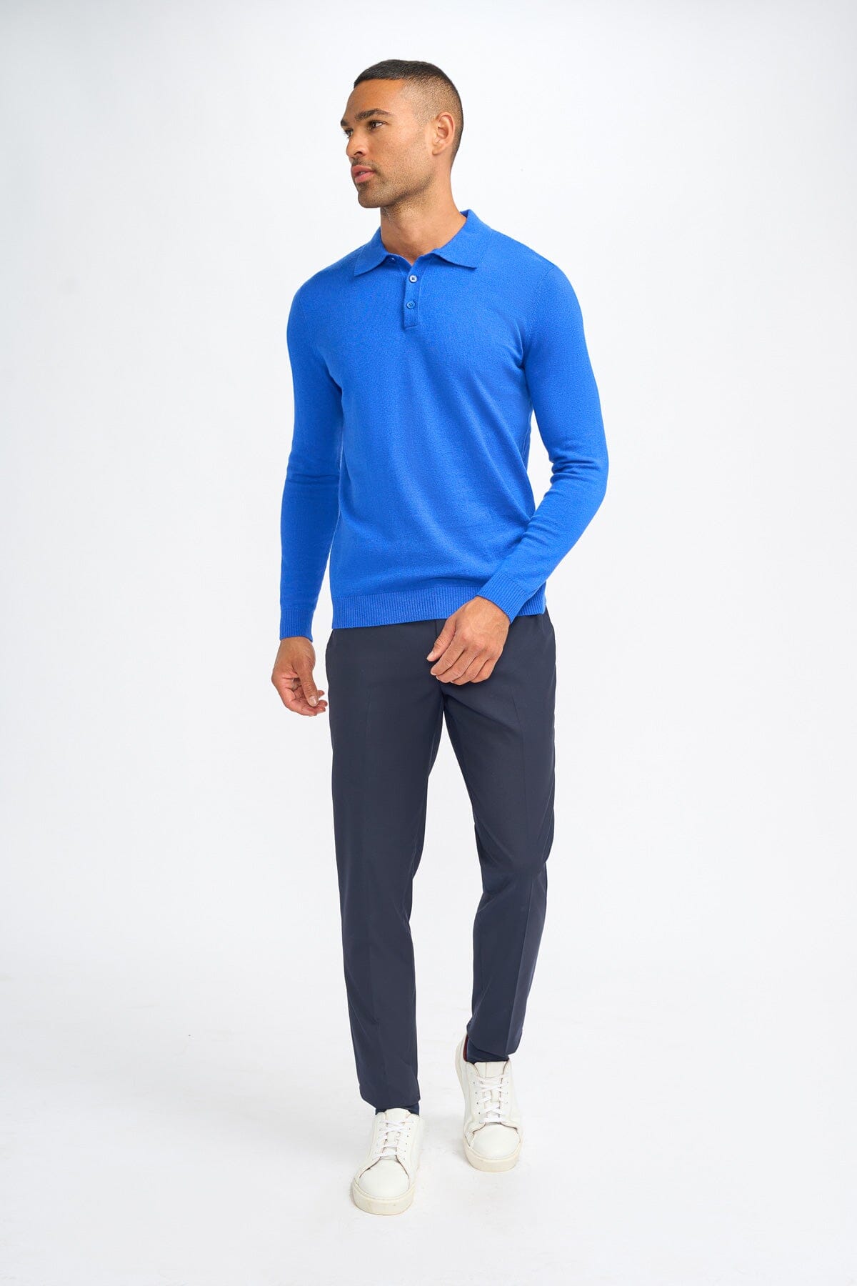 Boom Electric Blue Long Sleeve Polo - Jumpers -