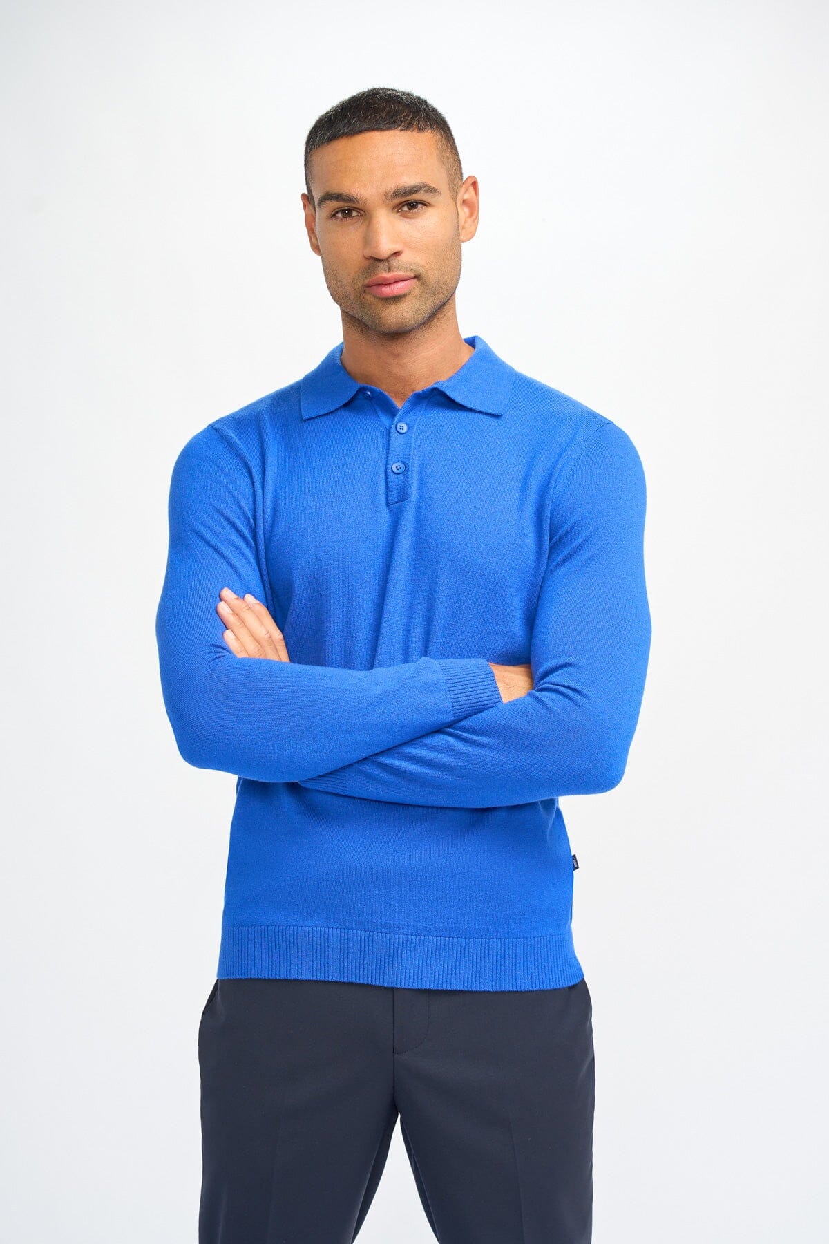 Boom Electric Blue Long Sleeve Polo - Jumpers -
