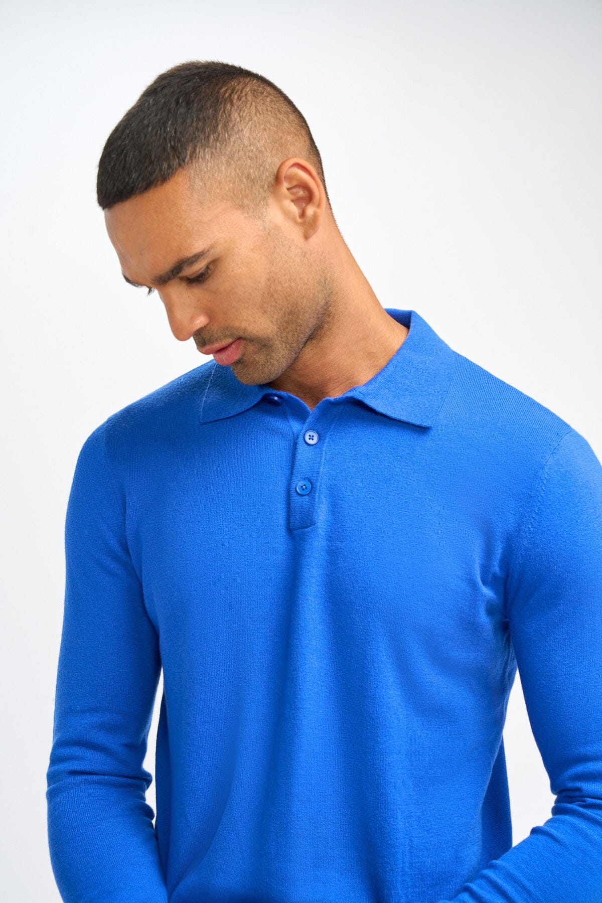 Boom Electric Blue Long Sleeve Polo - Jumpers -