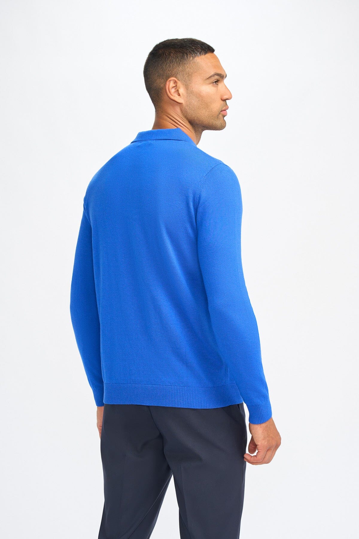 Boom Electric Blue Long Sleeve Polo - Jumpers -