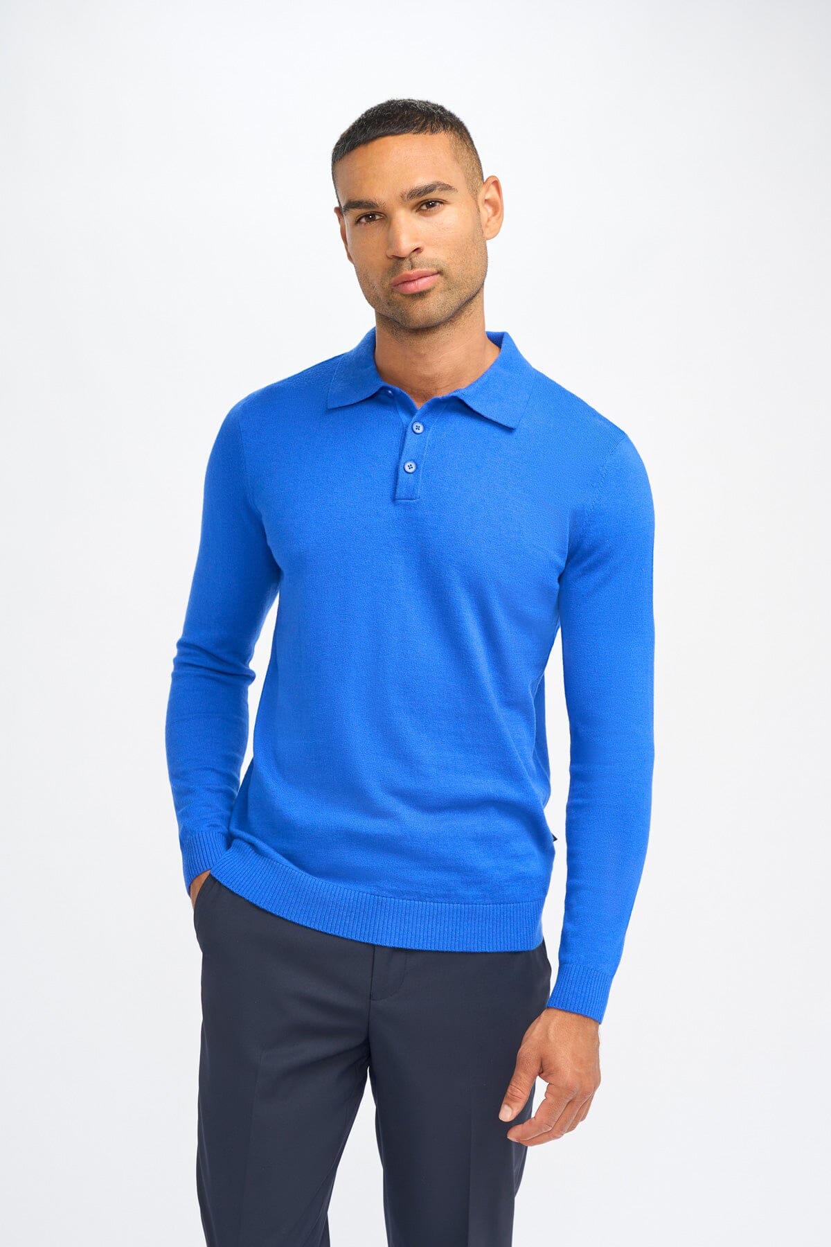 Boom Electric Blue Long Sleeve Polo - Jumpers - S