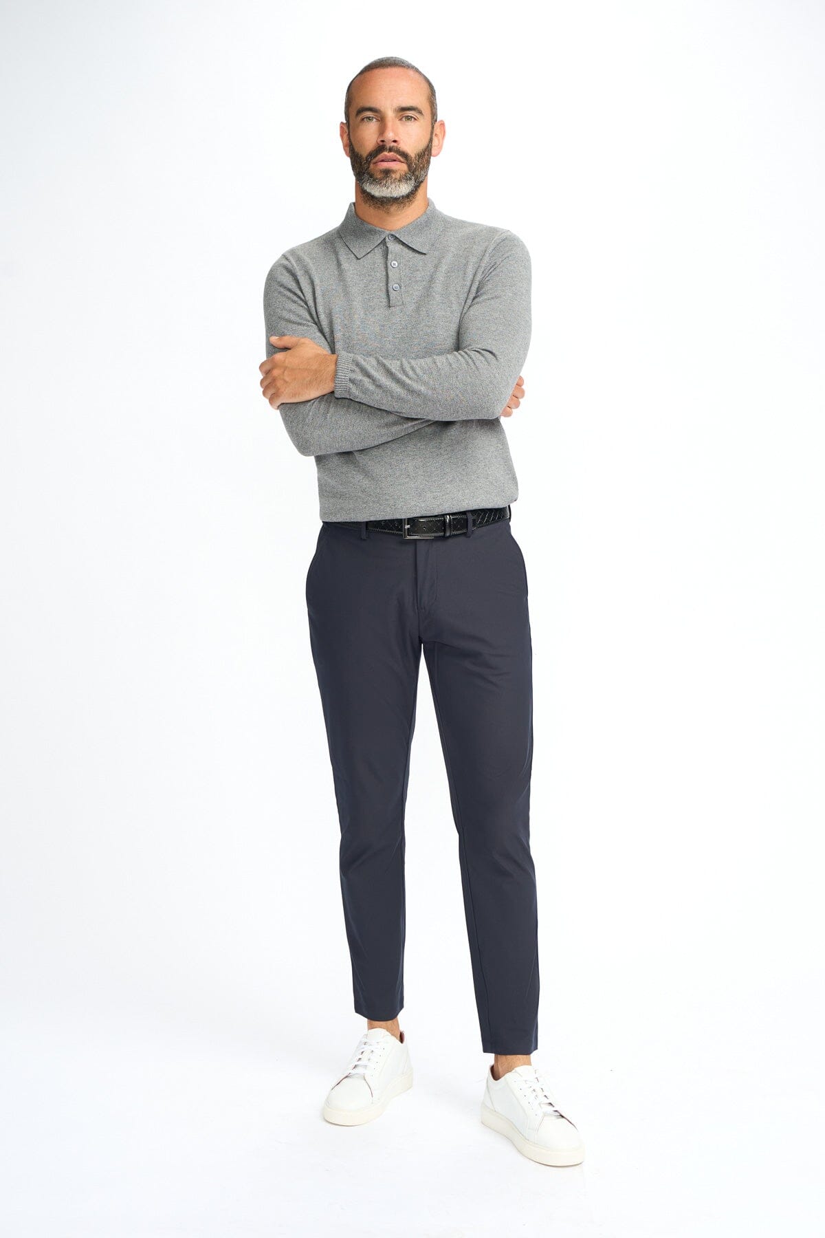 Boom Grey Long Sleeve Polo - Jumpers -