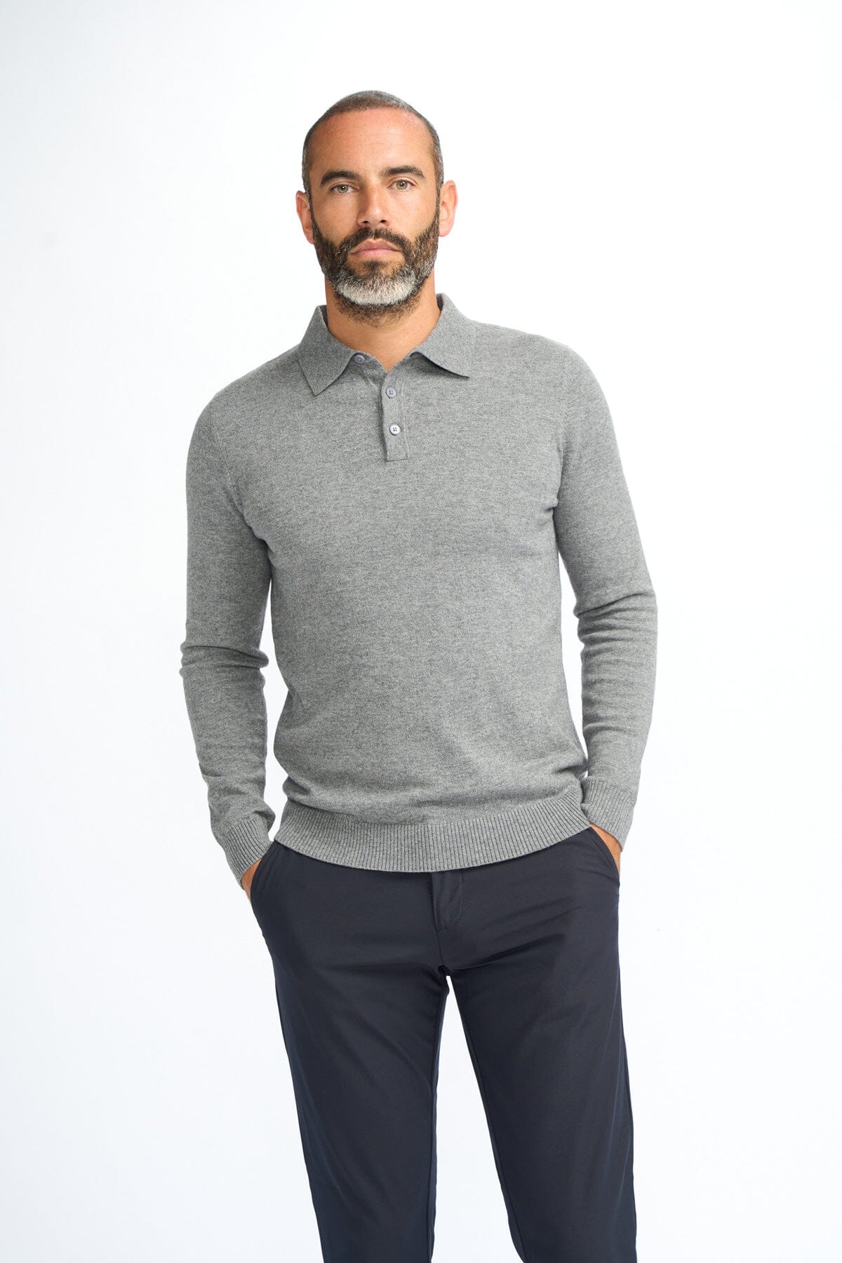 Boom Grey Long Sleeve Polo - Jumpers -