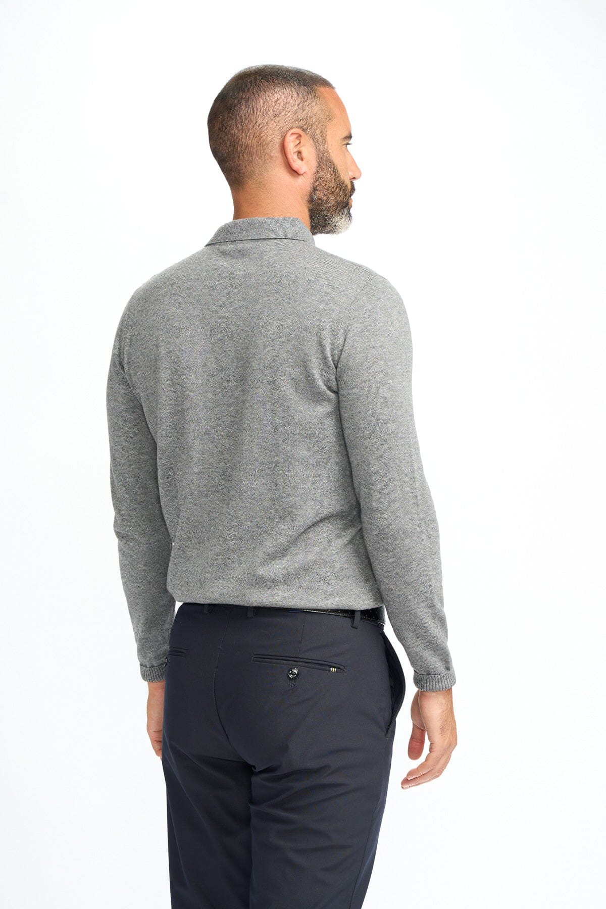Boom Grey Long Sleeve Polo - Jumpers -