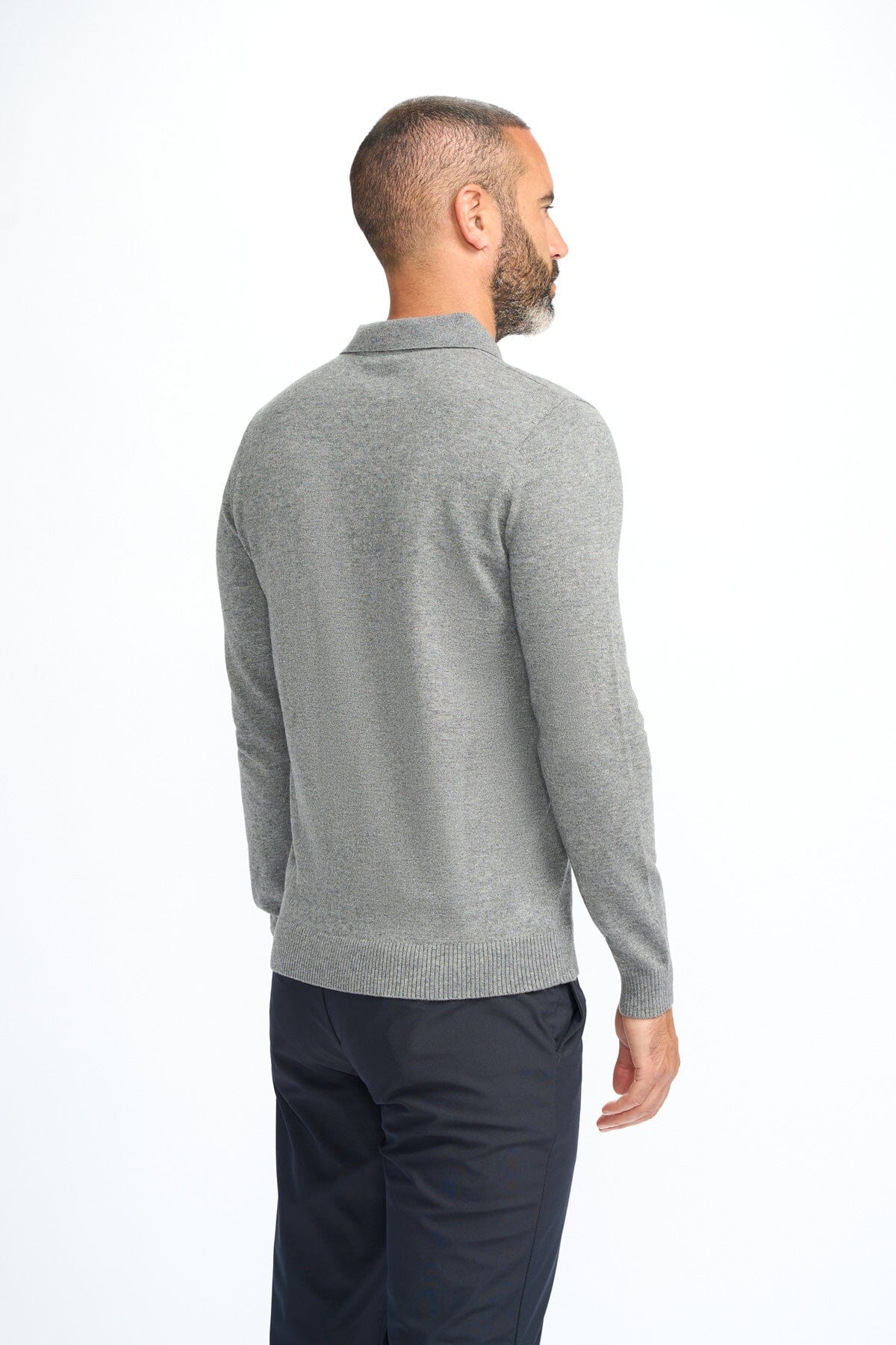 Boom Grey Long Sleeve Polo - Jumpers -