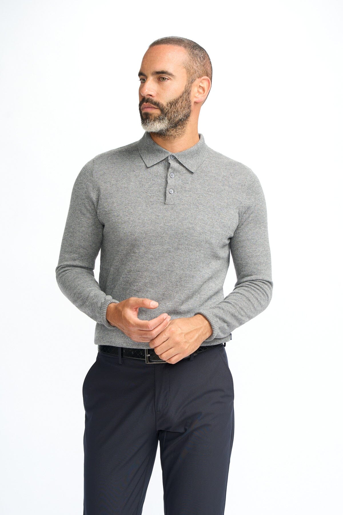 Boom Grey Long Sleeve Polo - Jumpers - S