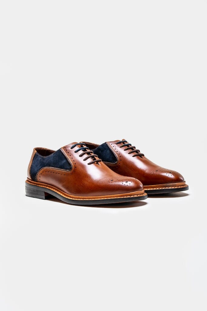 Brentwood Brogue Shoes - Shoes - Tan/Navy 7