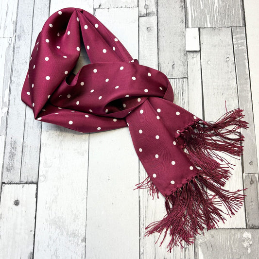 Burgundy Dot Silk Scarf - Scarves -