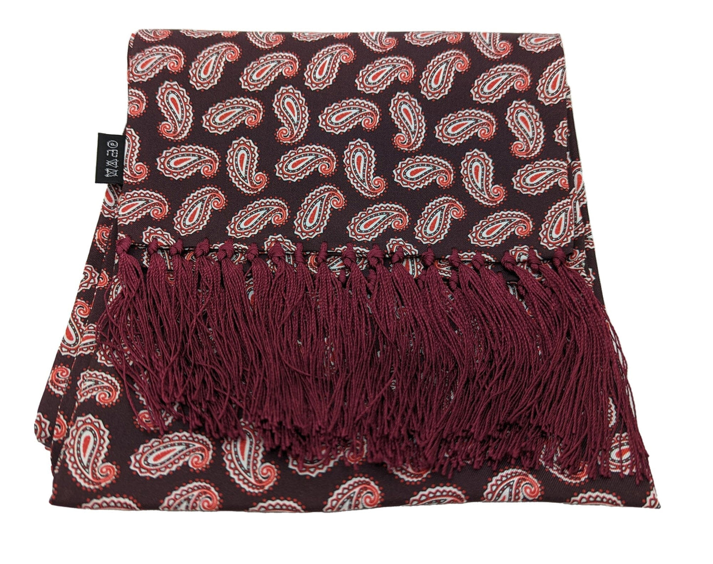 Burgundy Paisley Silk Scarf - Scarves - - THREADPEPPER