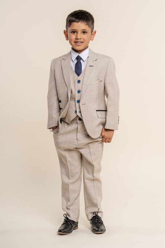 Caridi Beige Boys 3 Piece Suit - Childrenswear -