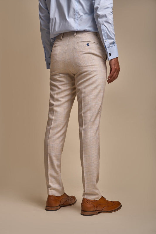 Caridi Beige Tweed Trousers - Trousers -
