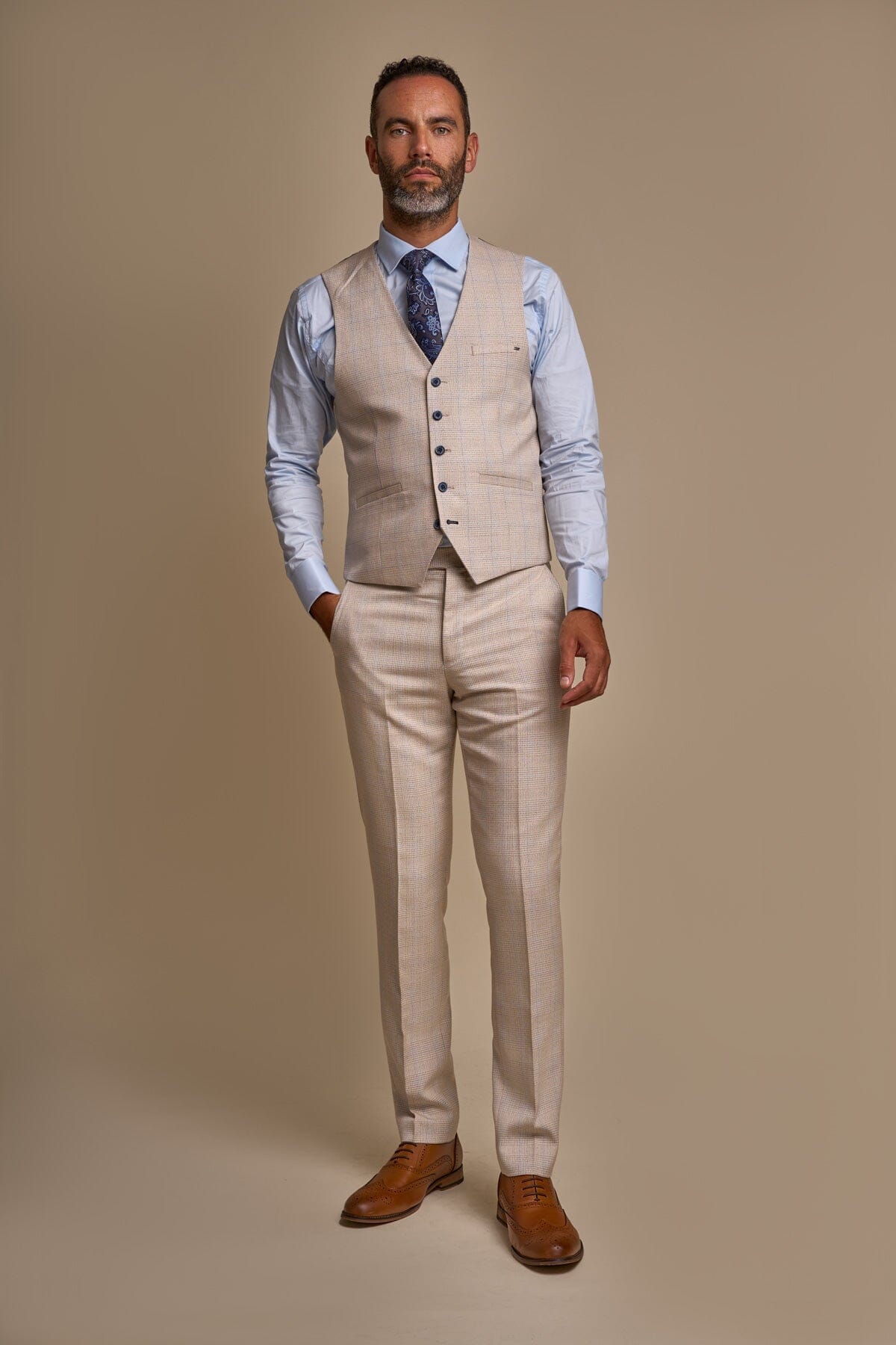 Caridi Beige Waistcoat - Waistcoats -