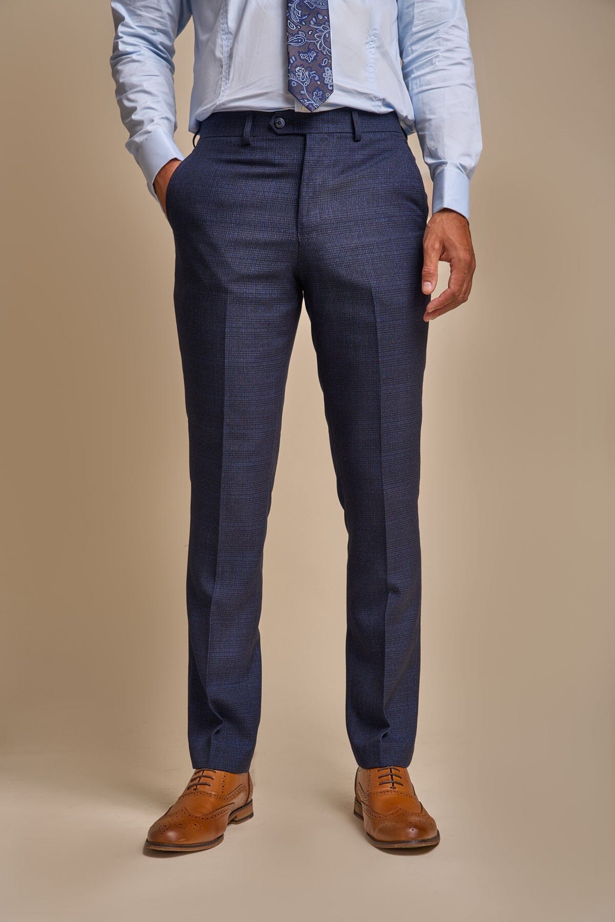 Dennison Navy Blue Formal Trousers Men Navy Blue Comfort Tapered