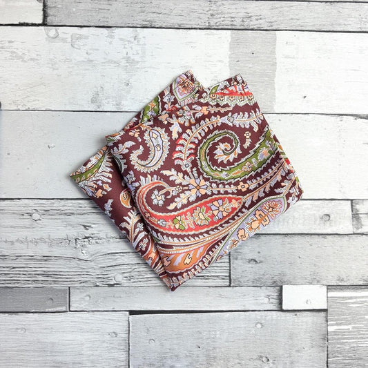 Clearance - Felix & Florence Burgundy Liberty Silk Handkerchief - Handkerchiefs -