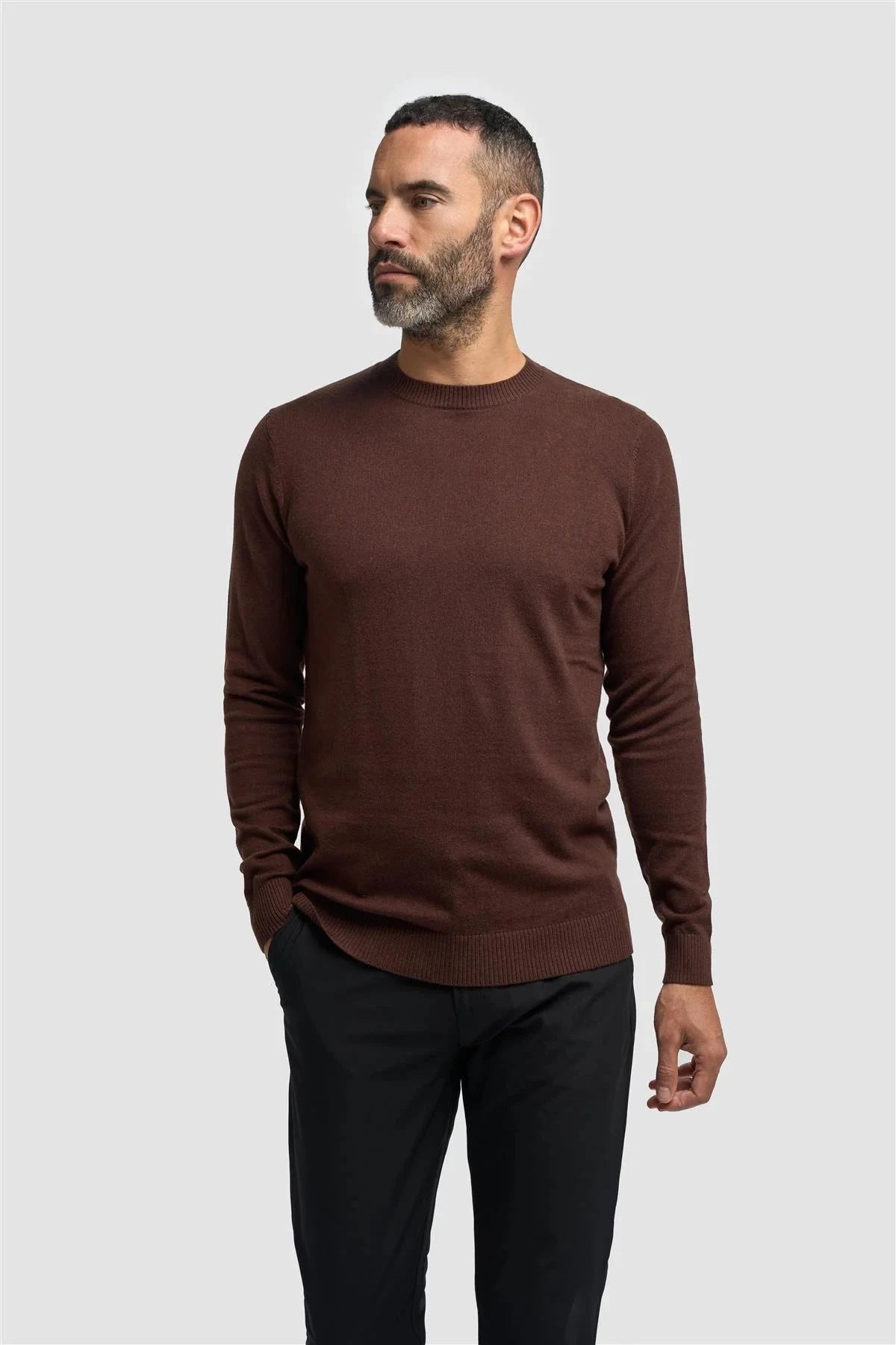 Connall Wool Crewneck Jumper - Jumpers - Brown S