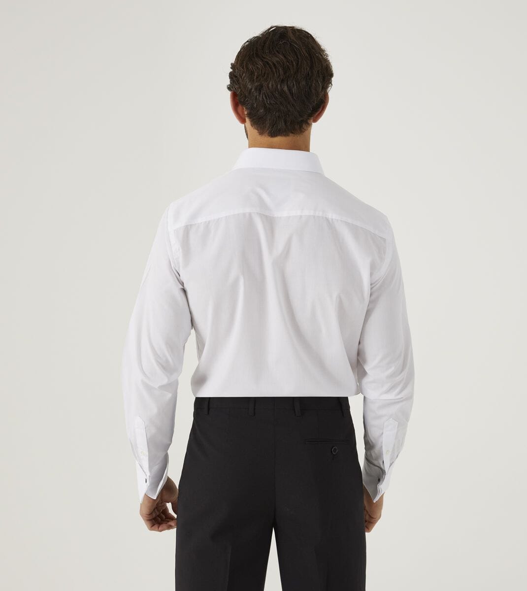 Cutaway Collar Pleated White Dress Shirt - Shirts - - THREADPEPPER