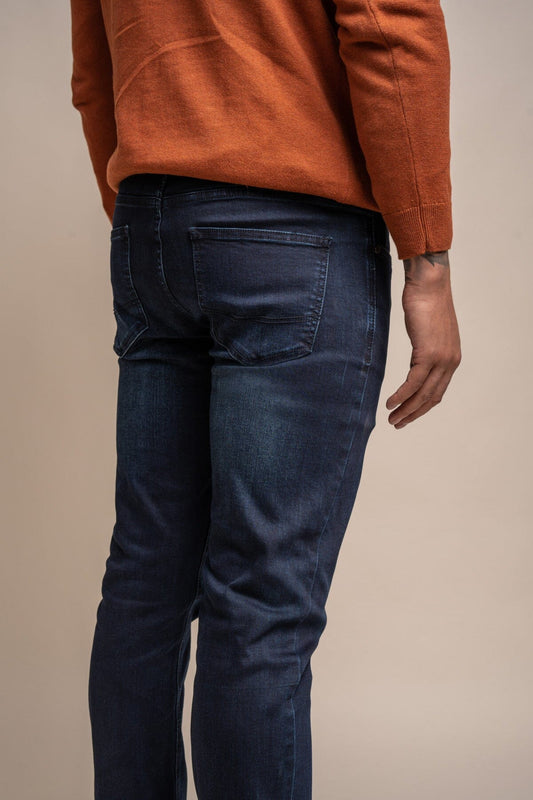 Dempsey Navy Denim Jeans - Jeans - - THREADPEPPER