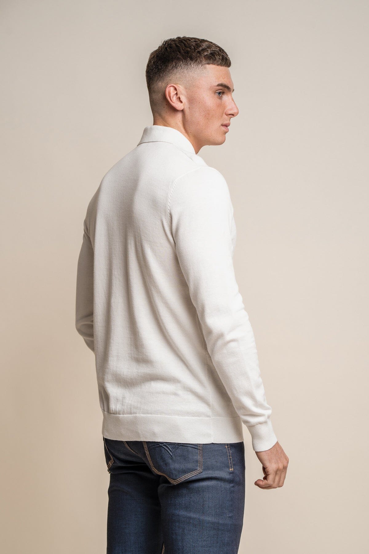 Diablo Ecru Quarter Zip Jumper - Jumpers - - THREADPEPPER