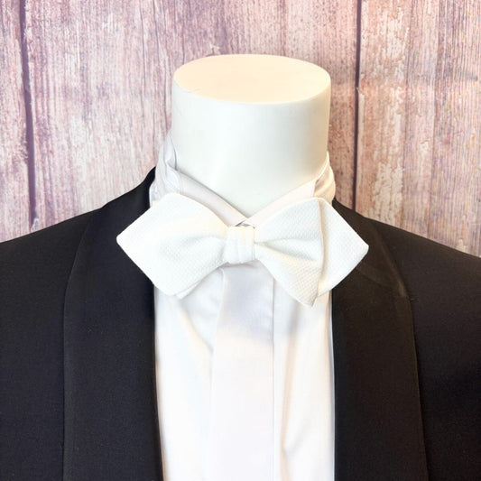 Diamond Point White Marcella Bow Tie - Formalwear -