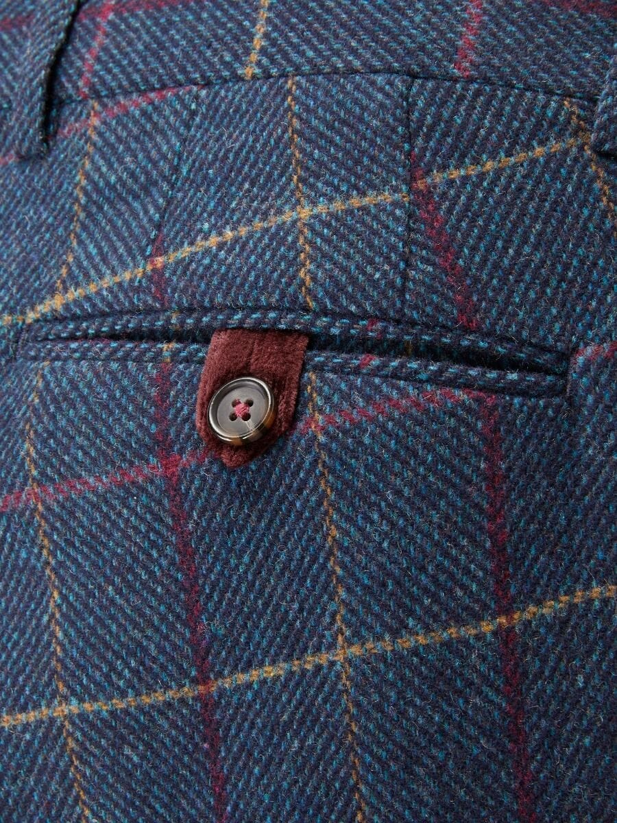Doyle Navy Check Trousers - STOCK CLEARANCE - Trousers Sale -
